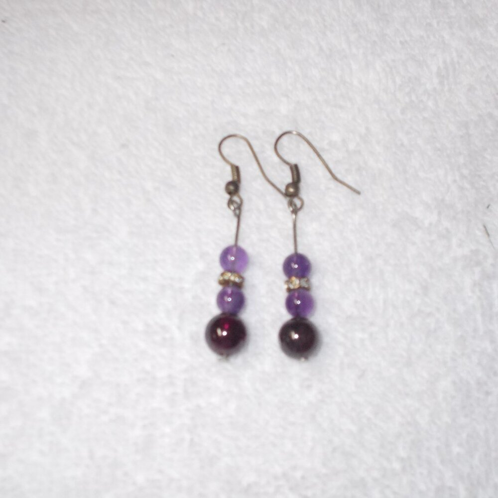 Silver and amethyst sparkle dangly earrings